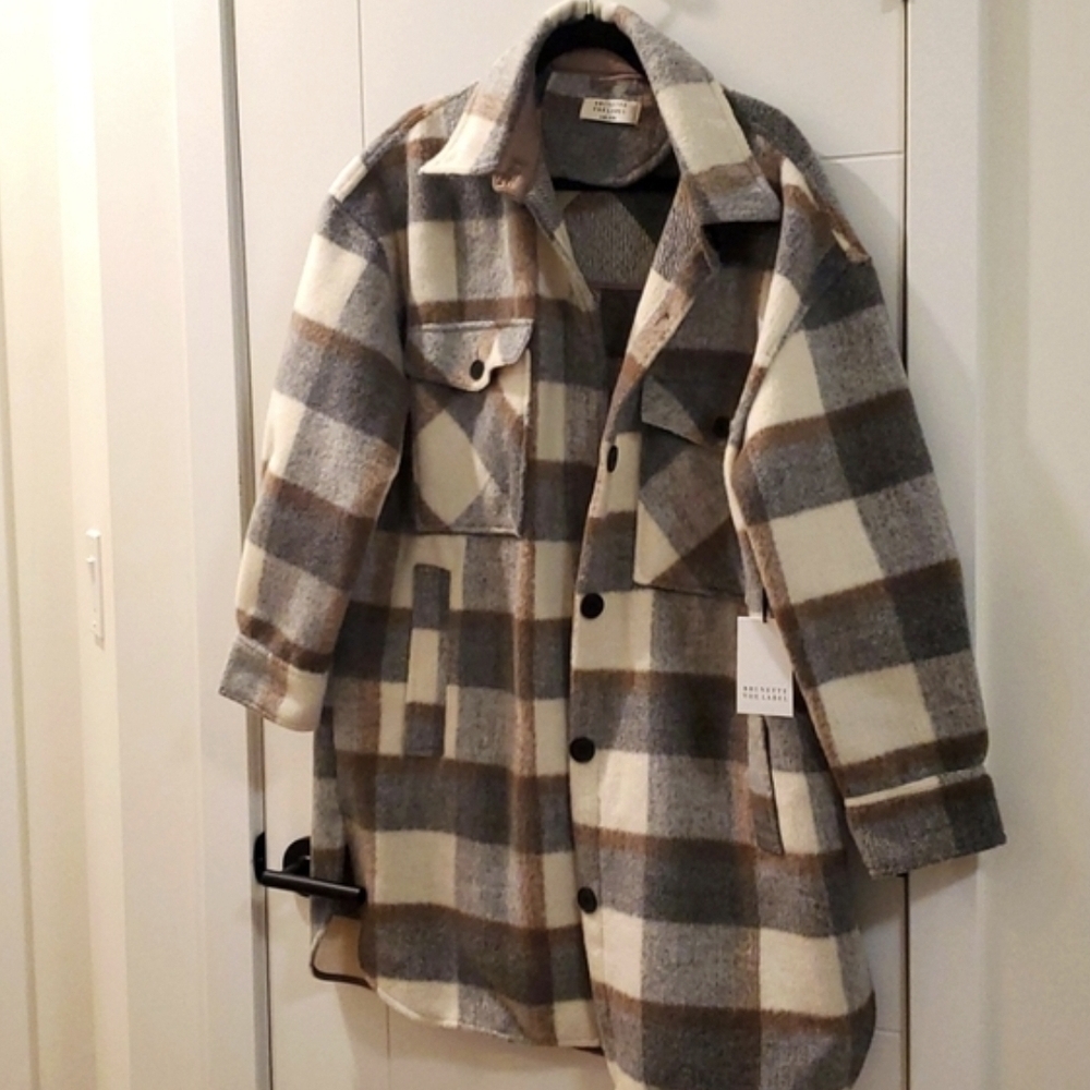 Brunette The Label Checked Shacket L/XL